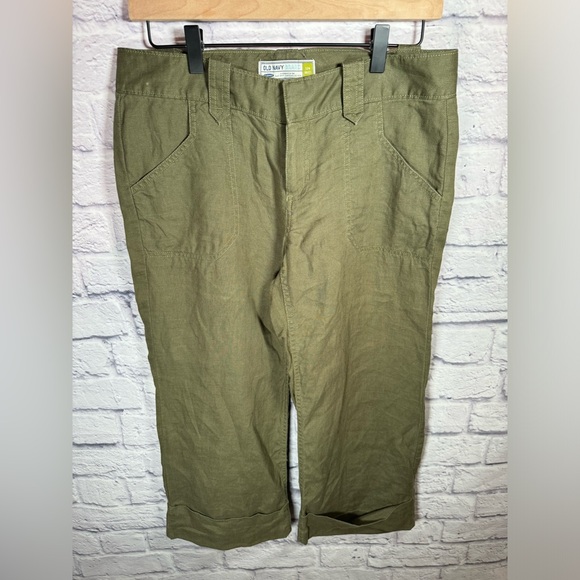 Old‎ navy olive green low waist 100% linen cropped pants women’s size 6 - Picture 1 of 7